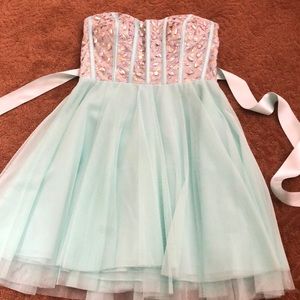 Sea foam strapless dress